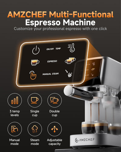 AMZCHEF 20 Bar Professional Espresso Machine with Milk Frother