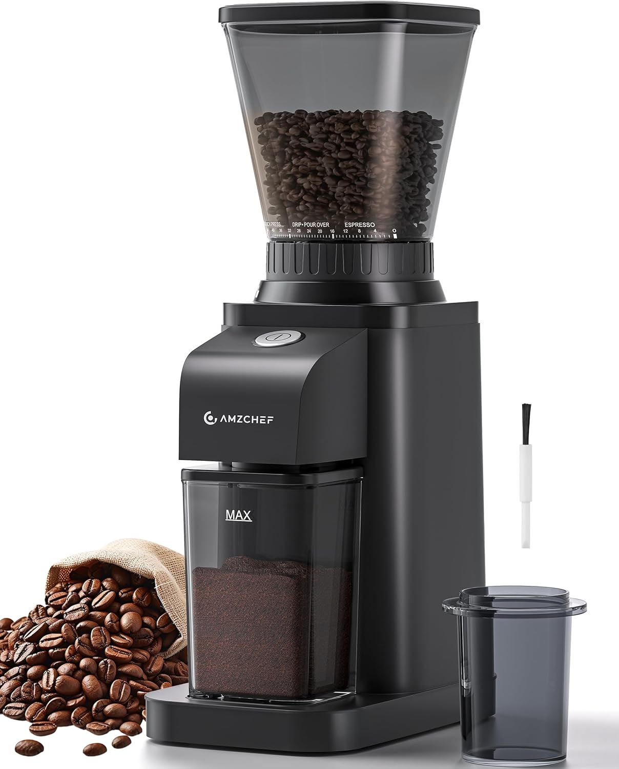 AMZCHEF Anti-Static Espresso Grinder with 48 Grind Settings
