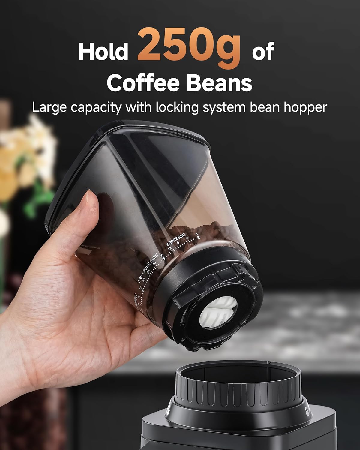 AMZCHEF Anti-Static Espresso Grinder with 48 Grind Settings