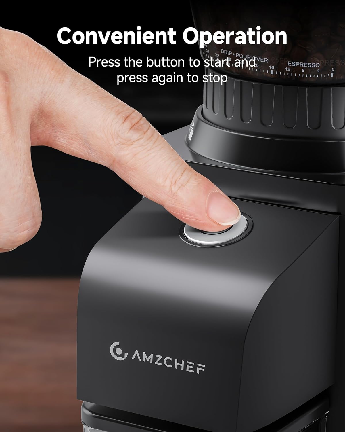 AMZCHEF Anti-Static Espresso Grinder with 48 Grind Settings