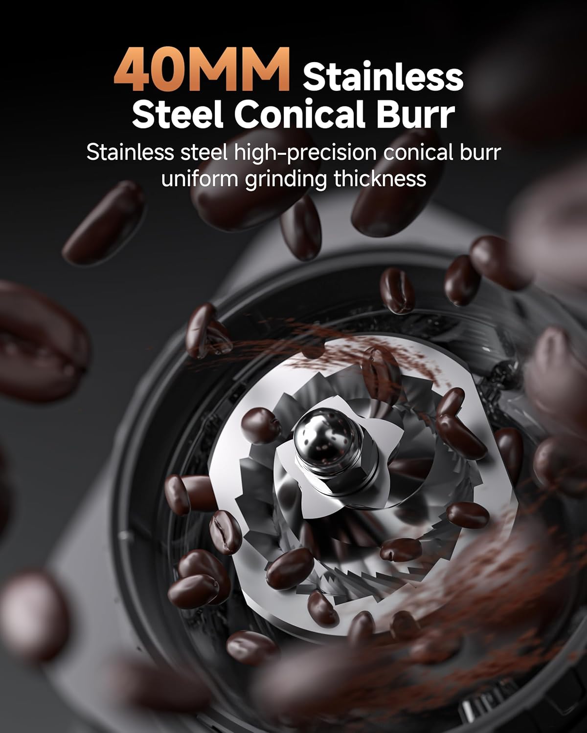 AMZCHEF Anti-Static Espresso Grinder with 48 Grind Settings