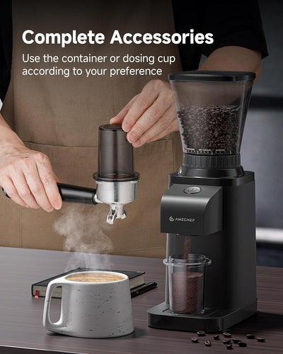 AMZCHEF Anti-Static Espresso Grinder with 48 Grind Settings