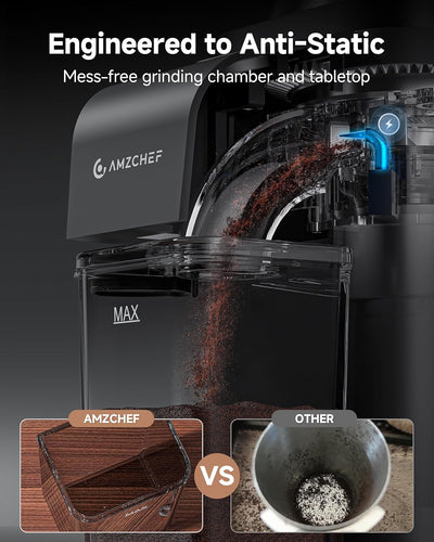 AMZCHEF Anti-Static Espresso Grinder with 48 Grind Settings