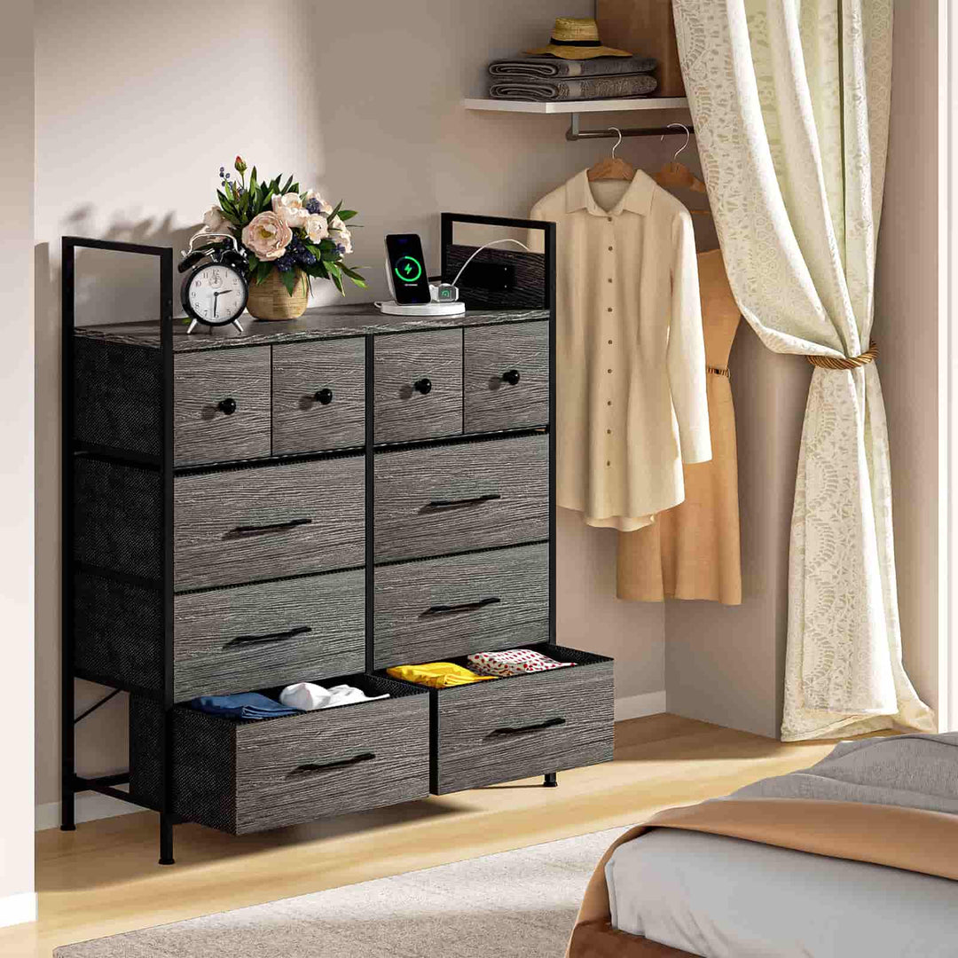 Shelf with fabric drawers sale